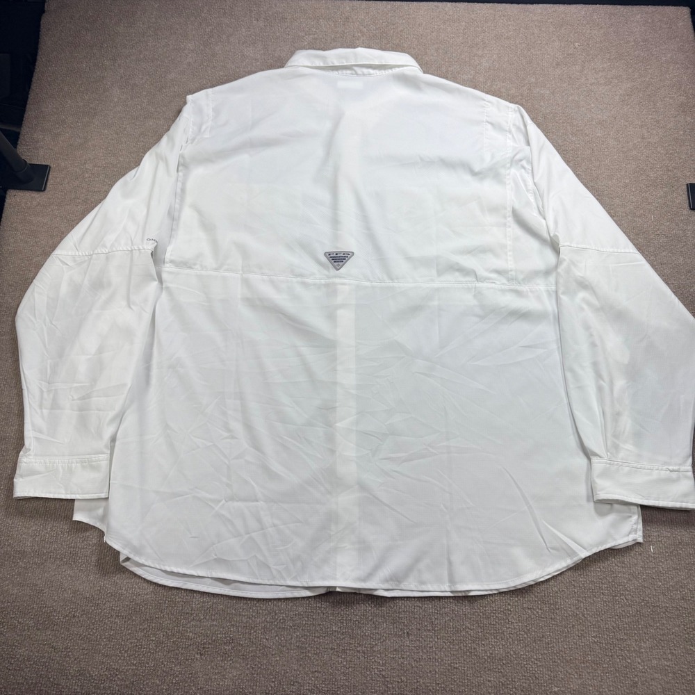 Columbia Mens PFG Tamiami White Long Sleeve Fishing Shirt 5X FS7253 Omni-Shade - Picture 2 of 12